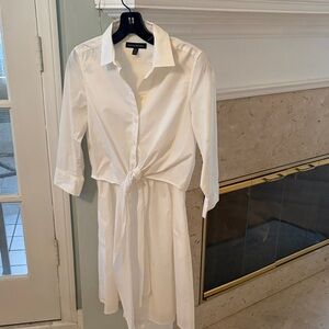 Banana Republic White Tie-Front Shirt Dress